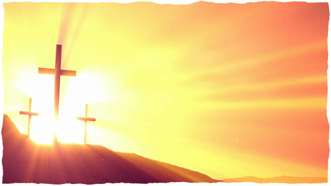 three crosses at sunset