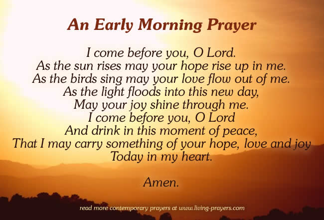 An Early Morning Prayer with Sunrise in the picture