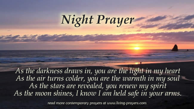 a night time prayer poem with sunset in background